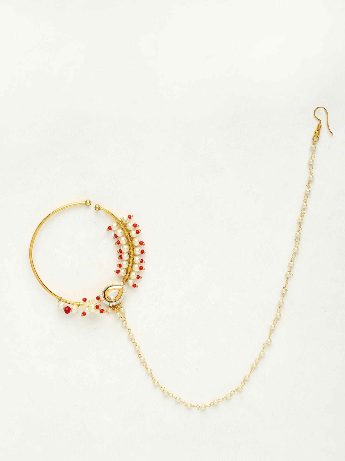 Royal Kundan & Pearl Nose Ring