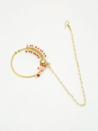 Royal Kundan & Pearl Nose Ring