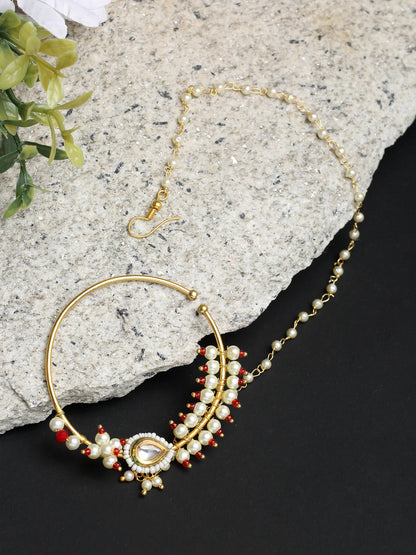 Royal Kundan & Pearl Nose Ring