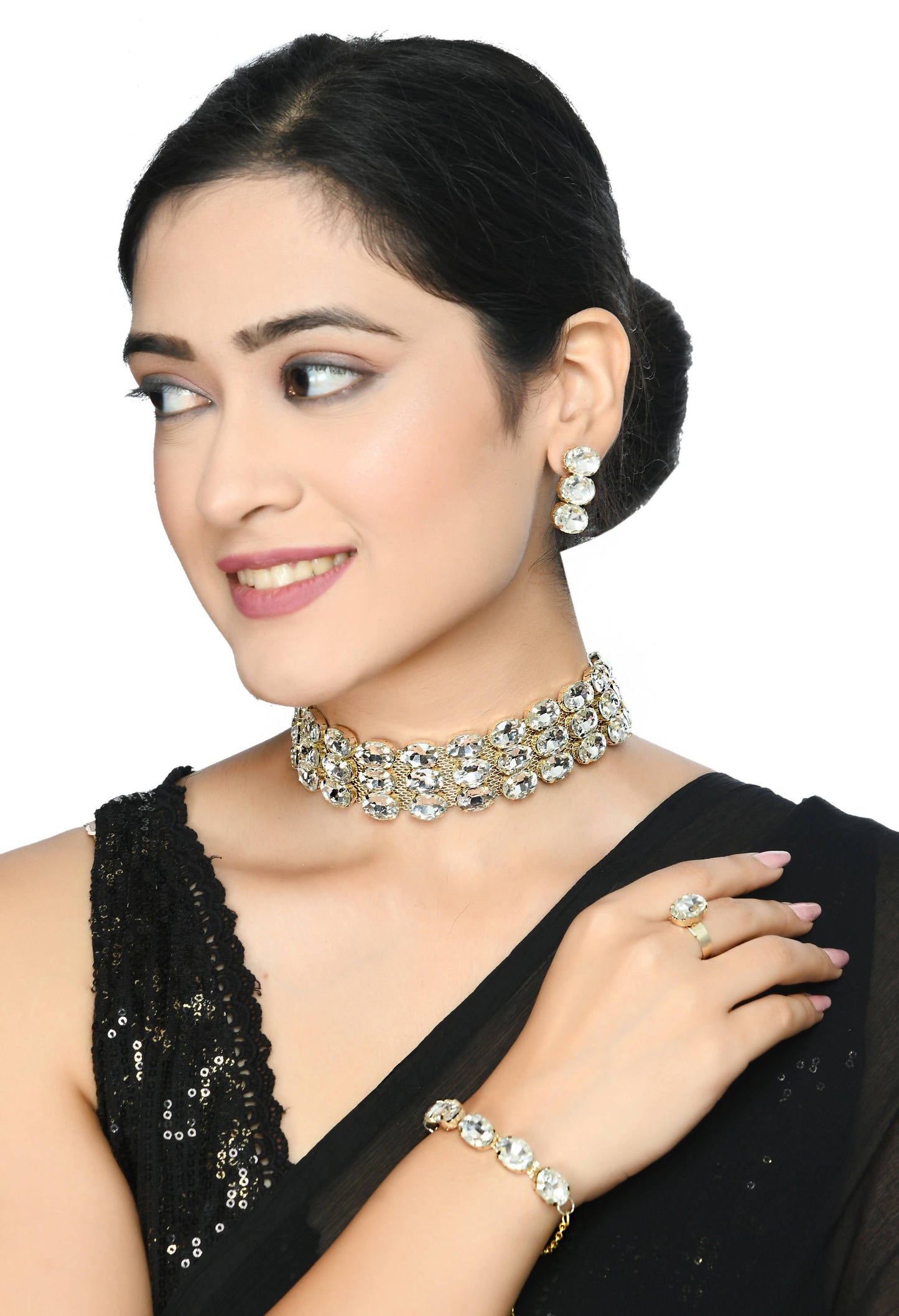 Designer Choker Set Earrings, Bracelet and Ring Jkms_169