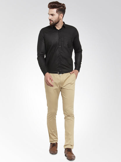 Men's Cotton Solid Black Formal Shirt's ( SF 361Black )