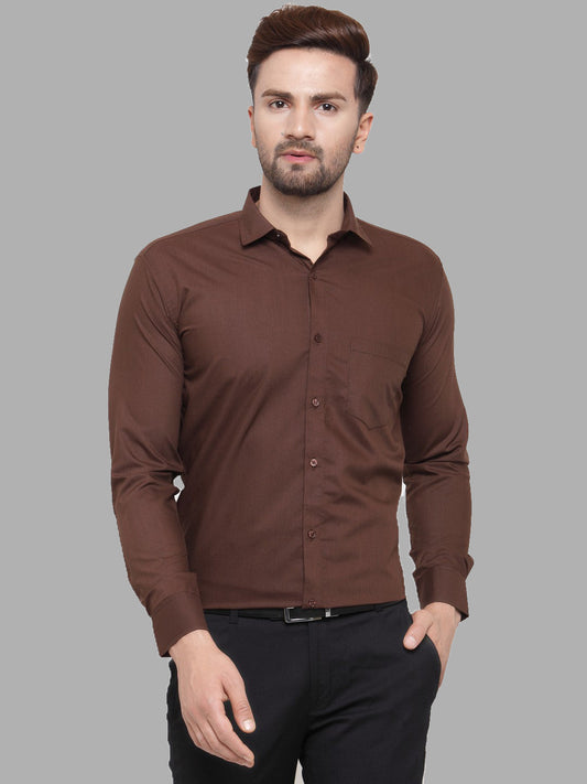 Men's Cotton Solid Coffee Formal Shirt's ( SF 361Coffee )