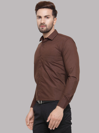 Men's Cotton Solid Coffee Formal Shirt's ( SF 361Coffee )