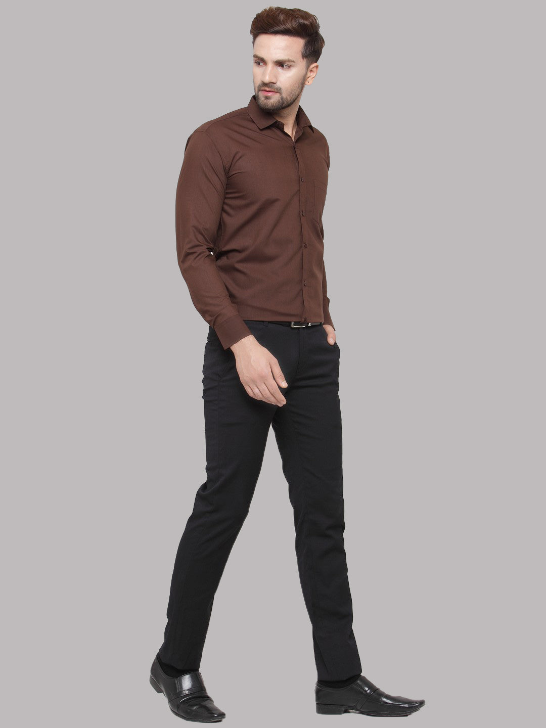 Men's Cotton Solid Coffee Formal Shirt's ( SF 361Coffee )