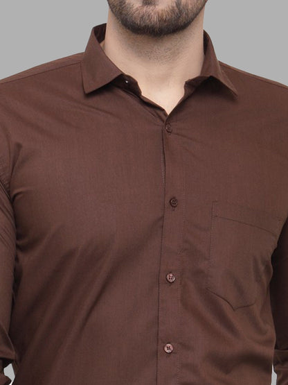 Men's Cotton Solid Coffee Formal Shirt's ( SF 361Coffee )