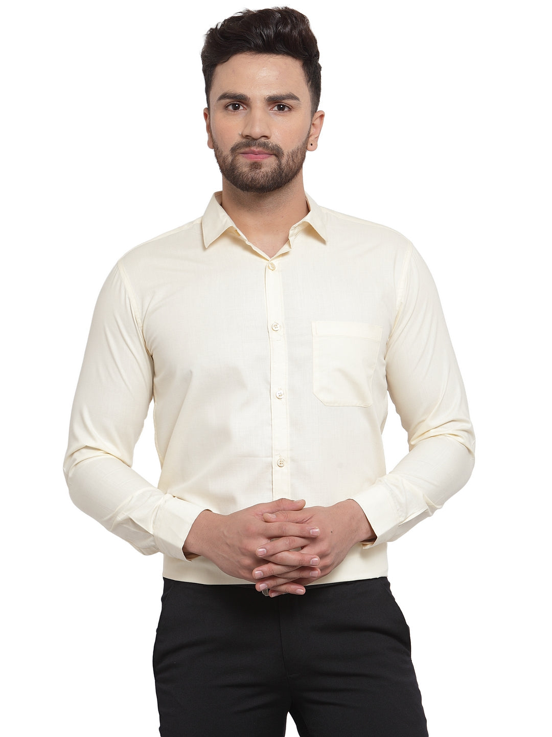 Men's Cotton Solid Cream Formal Shirt's ( SF 361Cream )