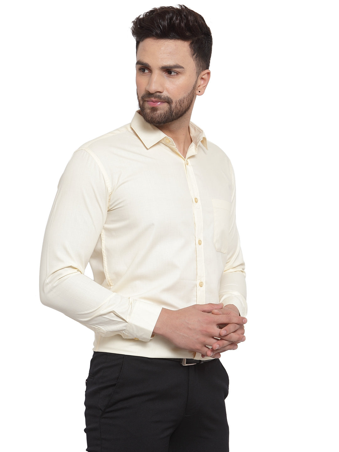 Men's Cotton Solid Cream Formal Shirt's ( SF 361Cream )