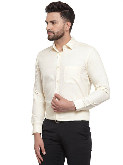 Men's Cotton Solid Cream Formal Shirt's ( SF 361Cream )