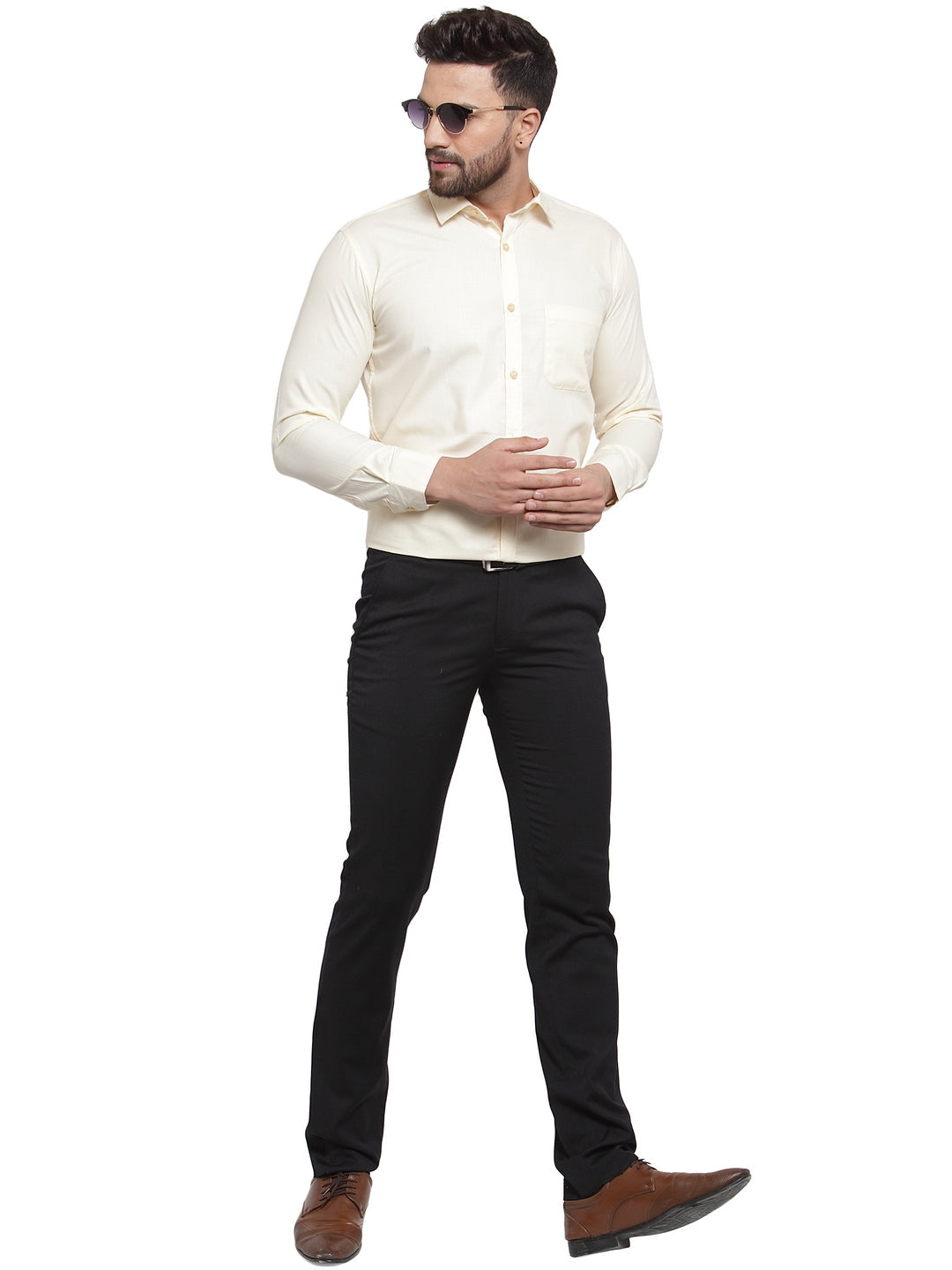 Men's Cotton Solid Cream Formal Shirt's ( SF 361Cream )