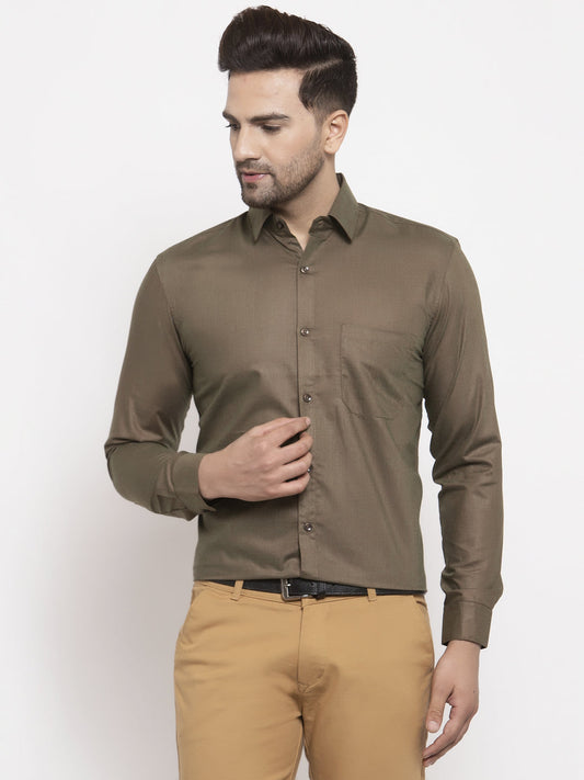 Men's Cotton Solid Dark Brown Formal Shirt's ( SF 361Dark-Brown )