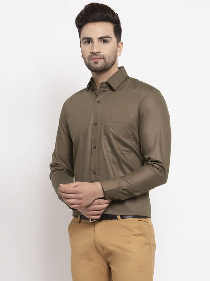 Men's Cotton Solid Dark Brown Formal Shirt's ( SF 361Dark-Brown )