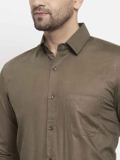 Men's Cotton Solid Dark Brown Formal Shirt's ( SF 361Dark-Brown )