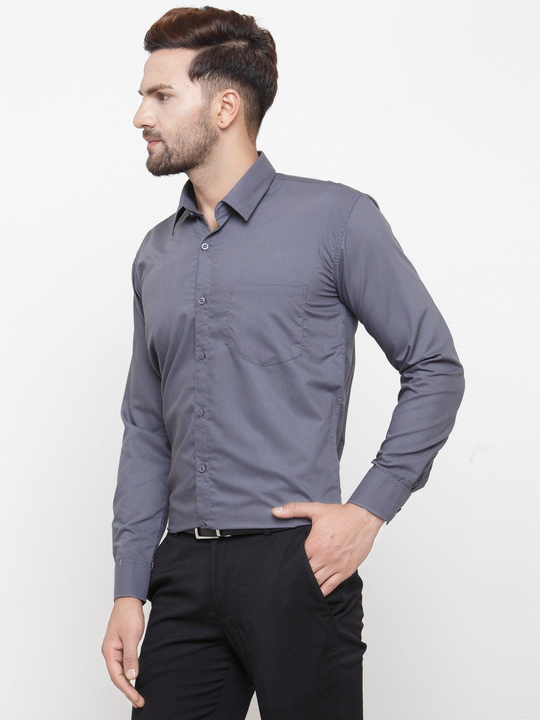 Men's Cotton Solid Grey Formal Shirt's ( SF 361Grey )