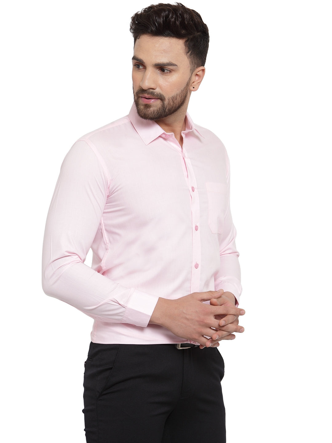 Men's Cotton Solid Light Pink Formal Shirt's ( SF 361Light-Pink )