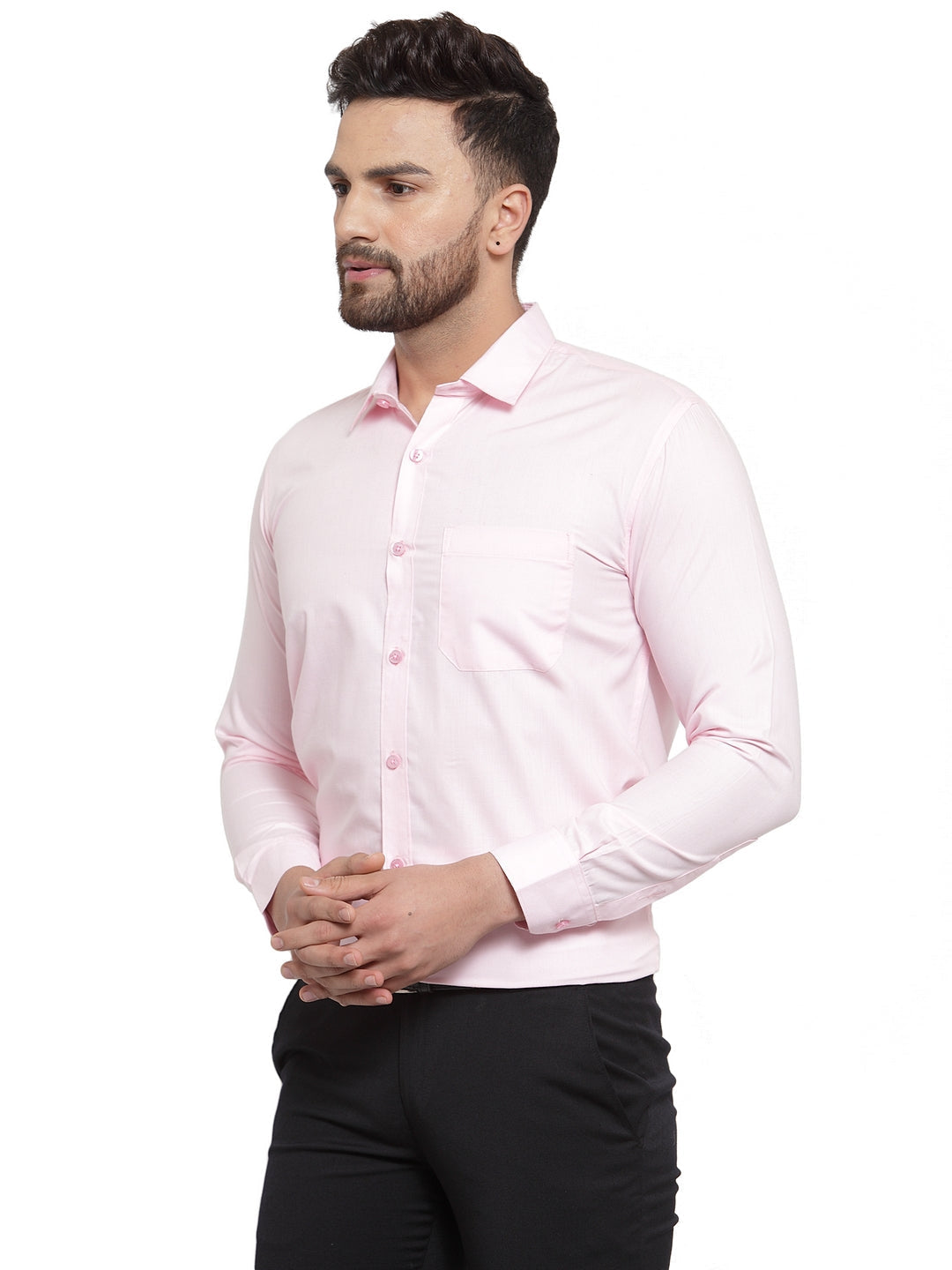 Men's Cotton Solid Light Pink Formal Shirt's ( SF 361Light-Pink )