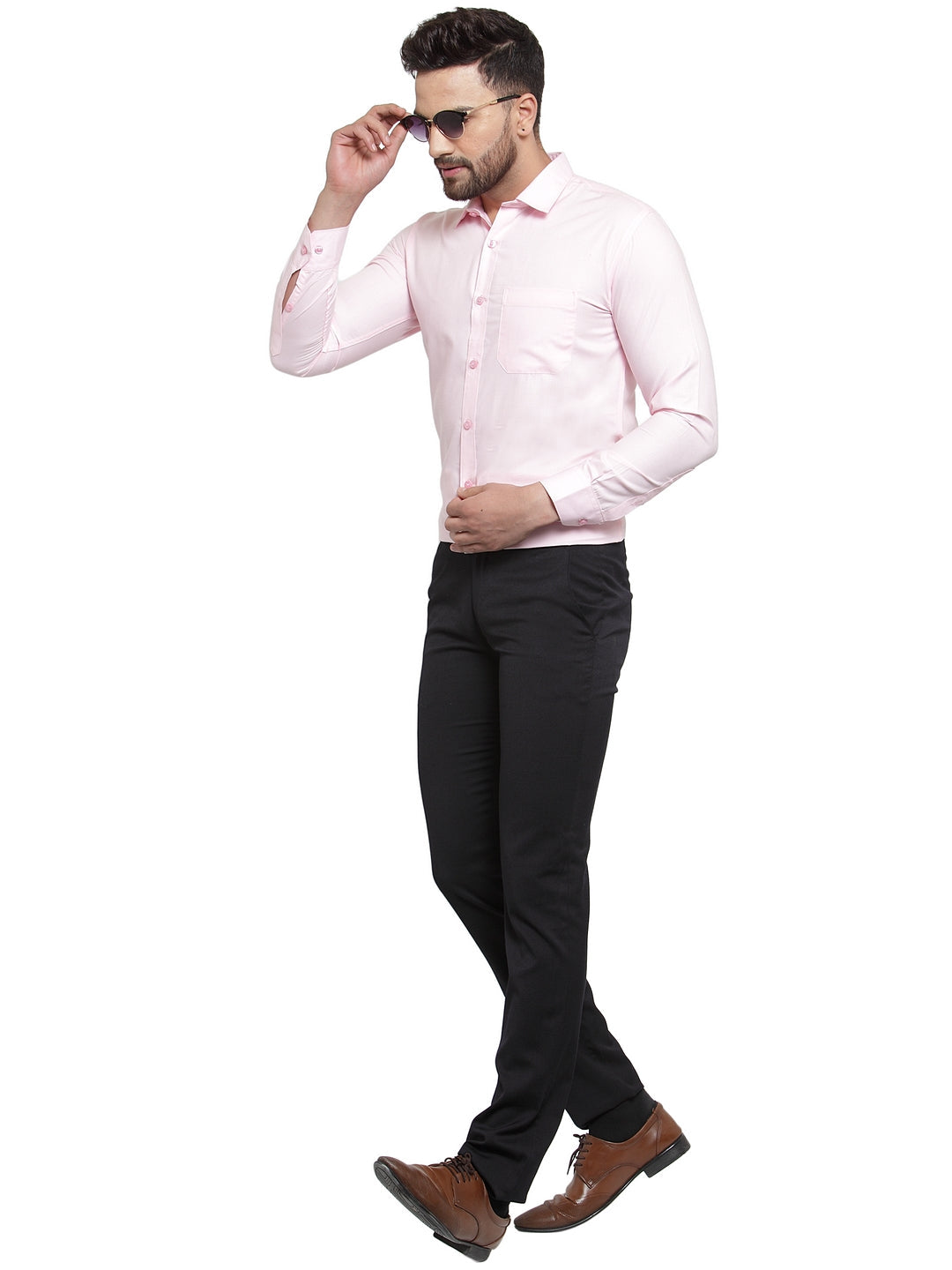 Men's Cotton Solid Light Pink Formal Shirt's ( SF 361Light-Pink )