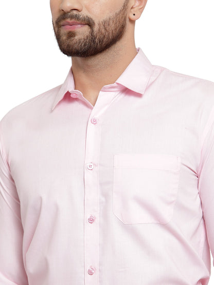 Men's Cotton Solid Light Pink Formal Shirt's ( SF 361Light-Pink )