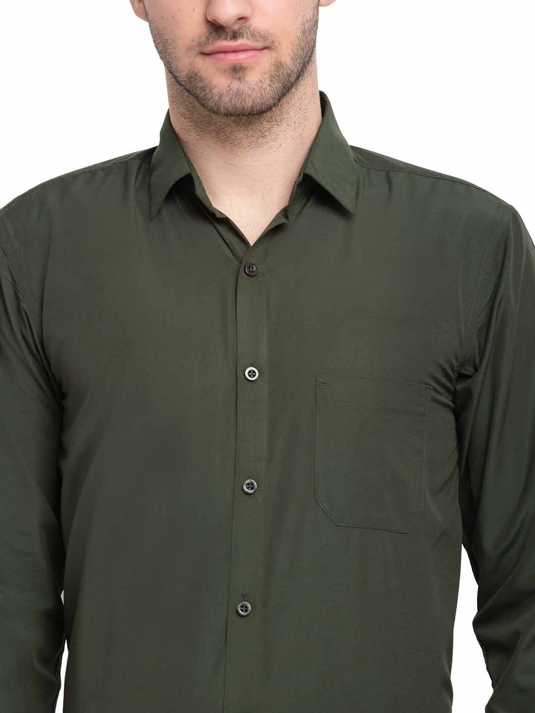 Men's Cotton Solid Mehndi Green Formal Shirt's ( SF 361Mehndi )