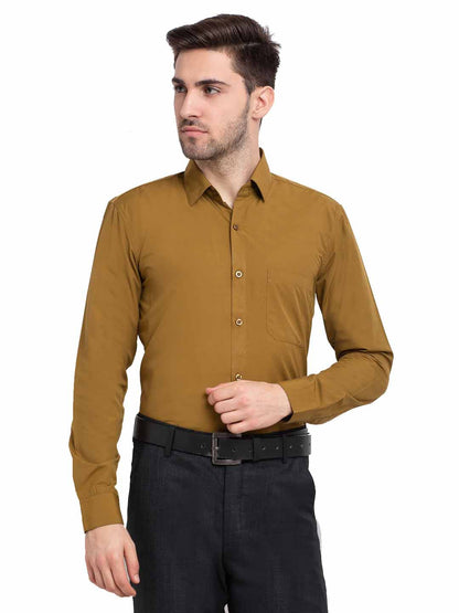 Men's Cotton Solid Mustard Formal Shirt's ( SF 361Mustard )