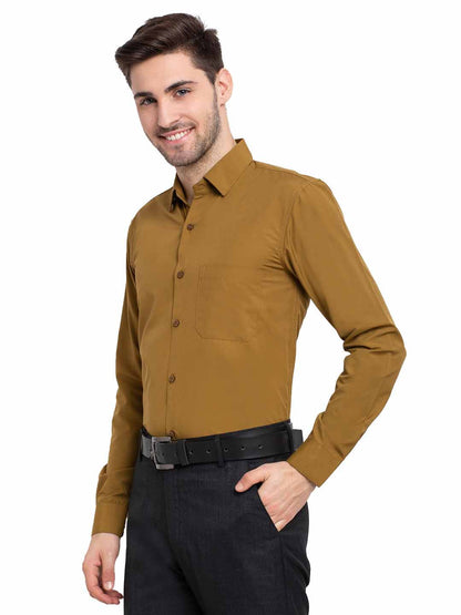 Men's Cotton Solid Mustard Formal Shirt's ( SF 361Mustard )