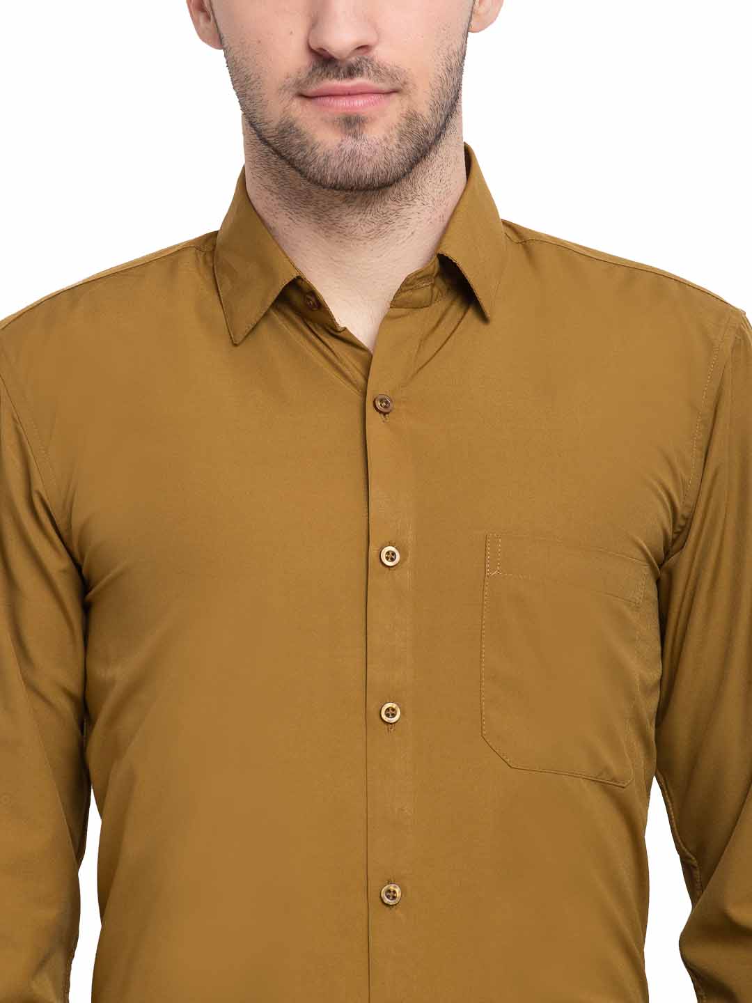 Men's Cotton Solid Mustard Formal Shirt's ( SF 361Mustard )