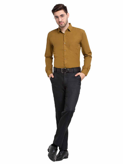 Men's Cotton Solid Mustard Formal Shirt's ( SF 361Mustard )