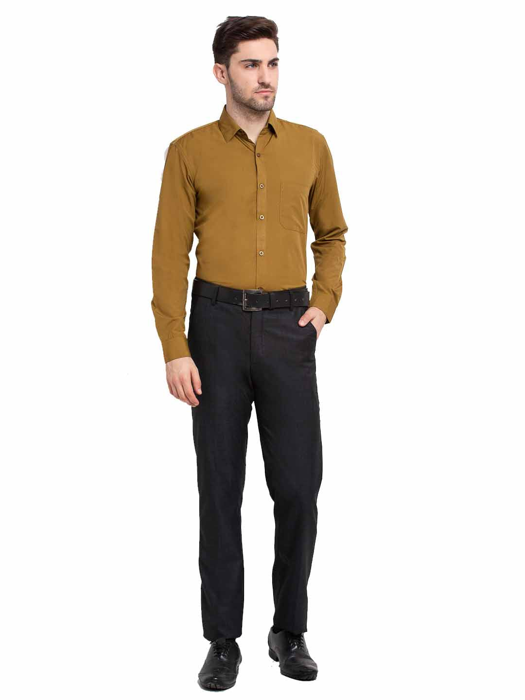 Men's Cotton Solid Mustard Formal Shirt's ( SF 361Mustard )