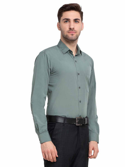 Men's Cotton Solid Pista Green Formal Shirt's ( SF 361Pista )