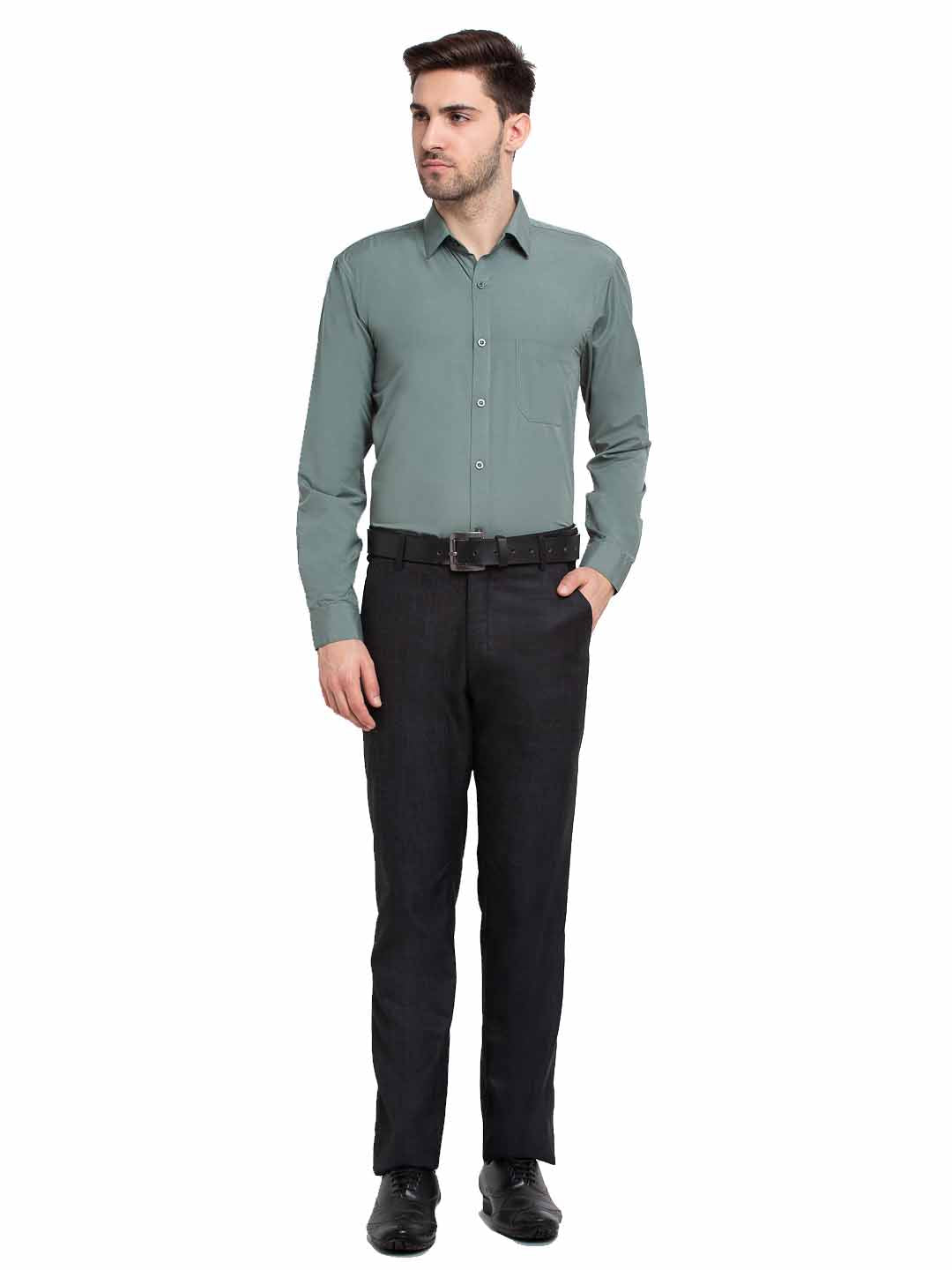 Men's Cotton Solid Pista Green Formal Shirt's ( SF 361Pista )