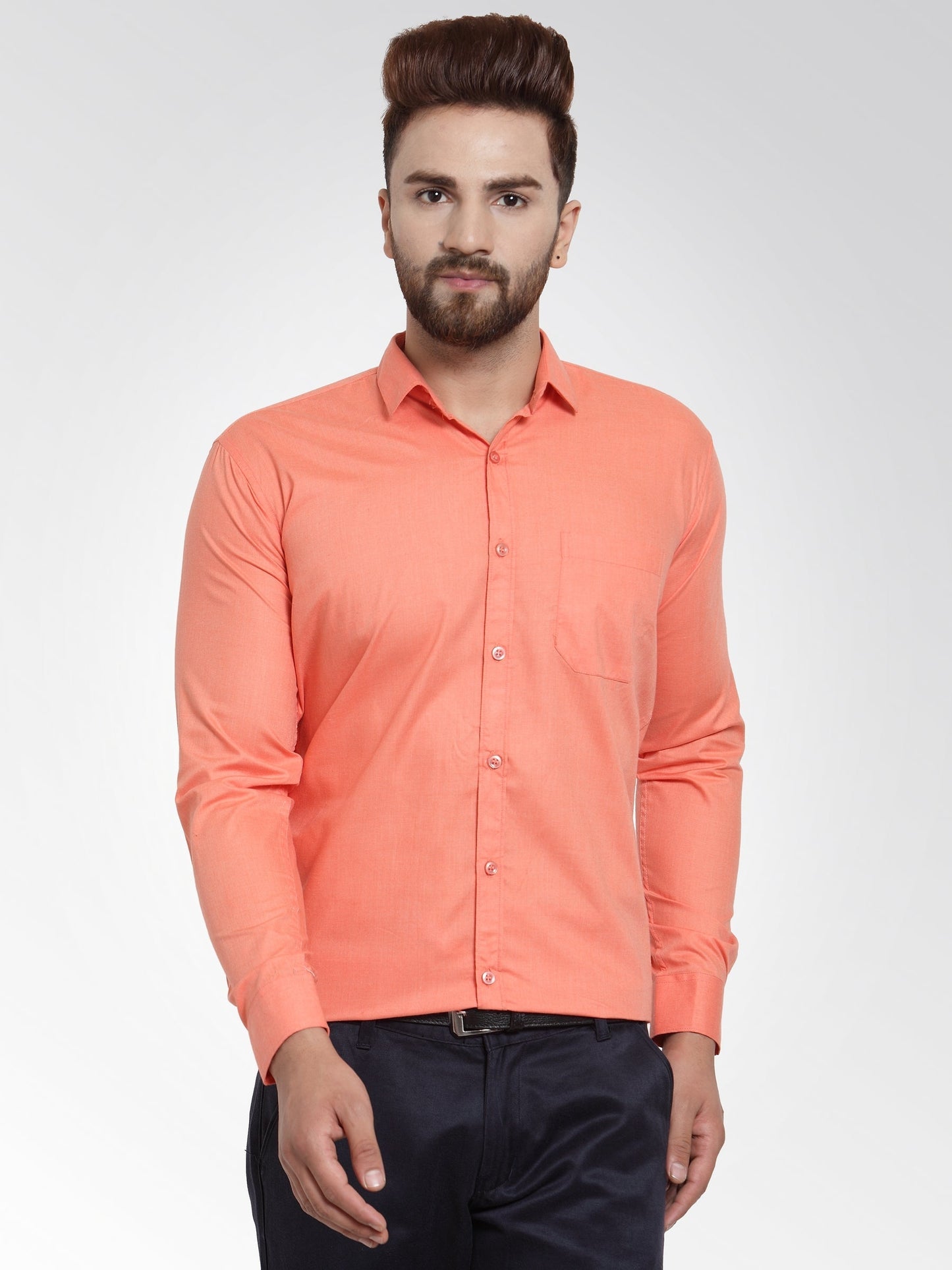 Men's Cotton Solid Starfish Orange Formal Shirt's ( SF 361Starfish-Orange )