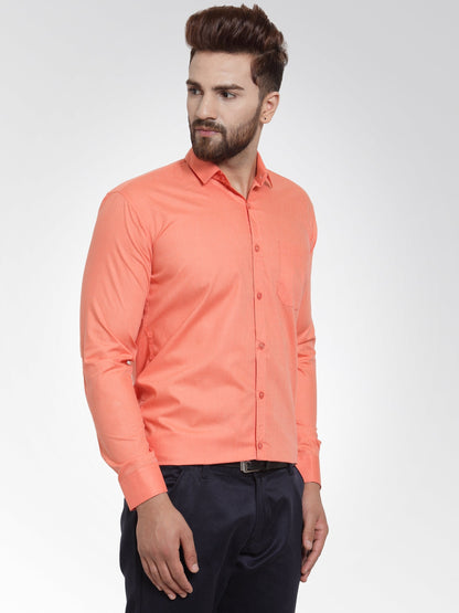 Men's Cotton Solid Starfish Orange Formal Shirt's ( SF 361Starfish-Orange )