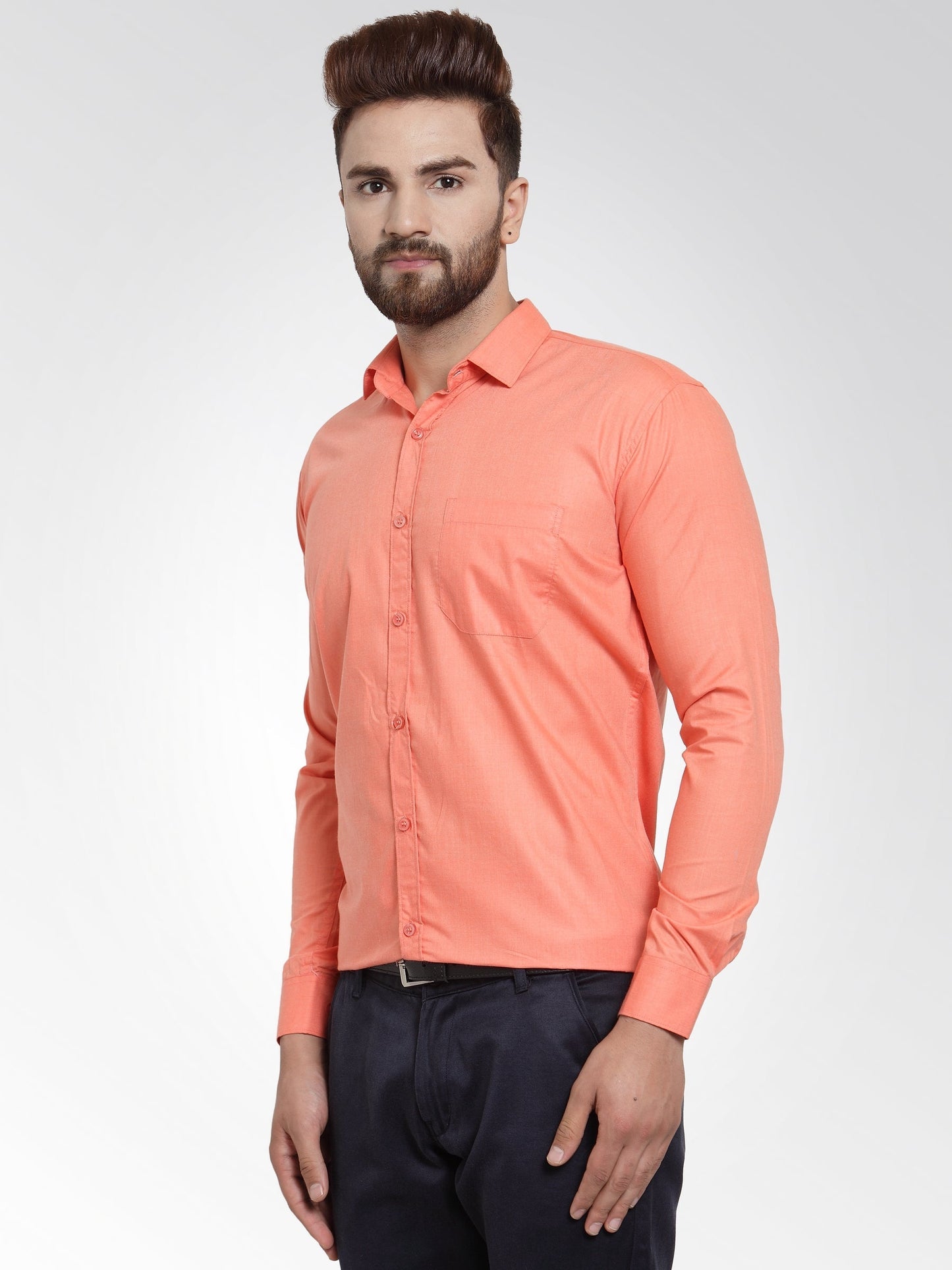 Men's Cotton Solid Starfish Orange Formal Shirt's ( SF 361Starfish-Orange )