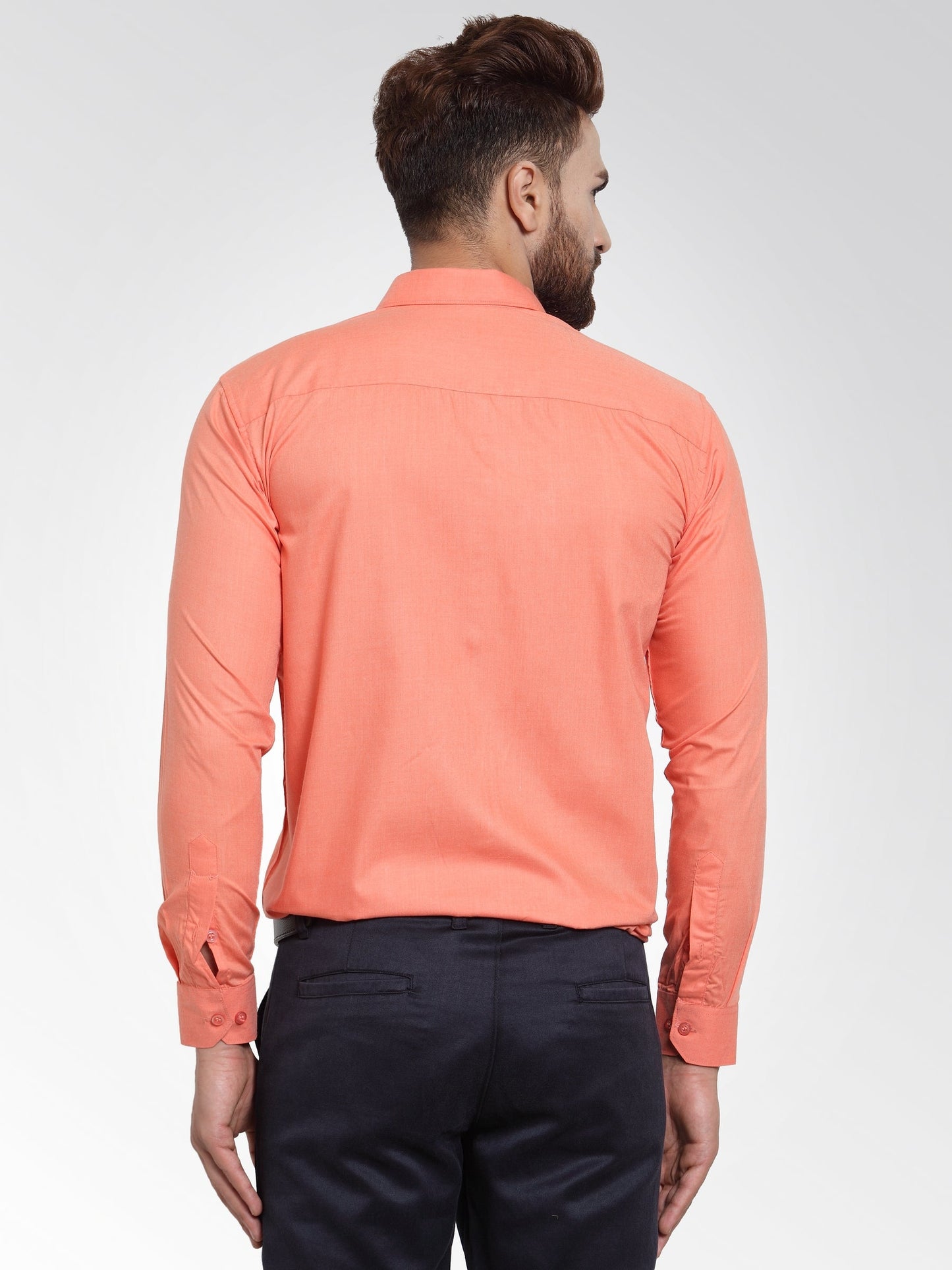 Men's Cotton Solid Starfish Orange Formal Shirt's ( SF 361Starfish-Orange )