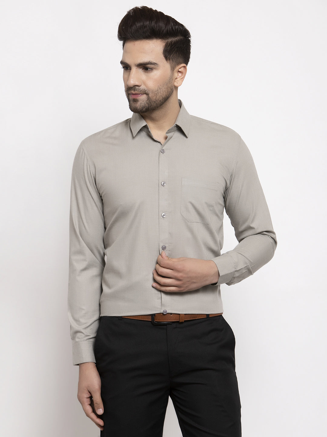 Men's Cotton Solid Steel Grey Formal Shirt's ( SF 361Steel-Grey )