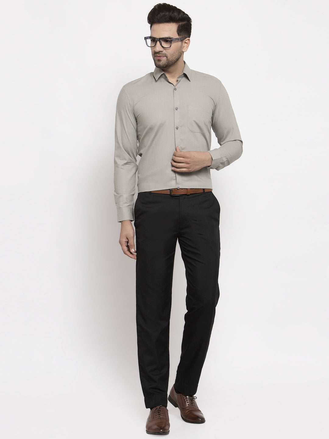 Men's Cotton Solid Steel Grey Formal Shirt's ( SF 361Steel-Grey )