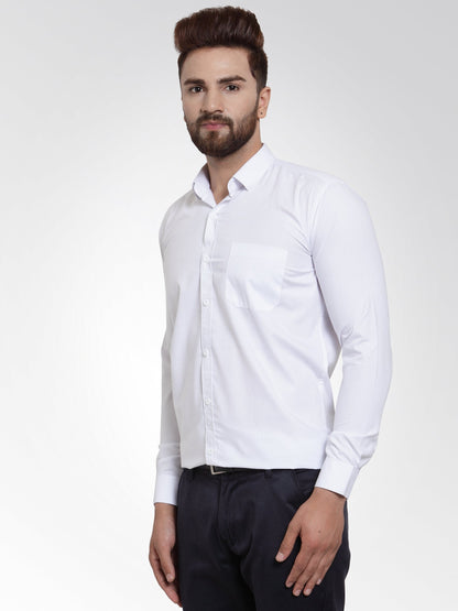 Men's Cotton Solid White Formal Shirt's ( SF 361White )