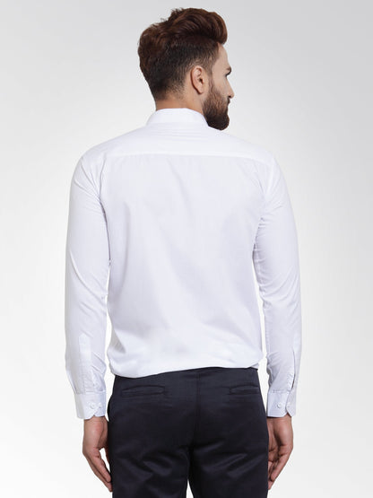 Men's Cotton Solid White Formal Shirt's ( SF 361White )