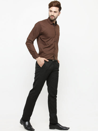 Men's Coffee Formal Shirt with black detailing ( SF 411Coffee )