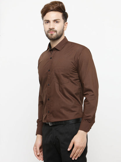 Men's Coffee Formal Shirt with black detailing ( SF 411Coffee )