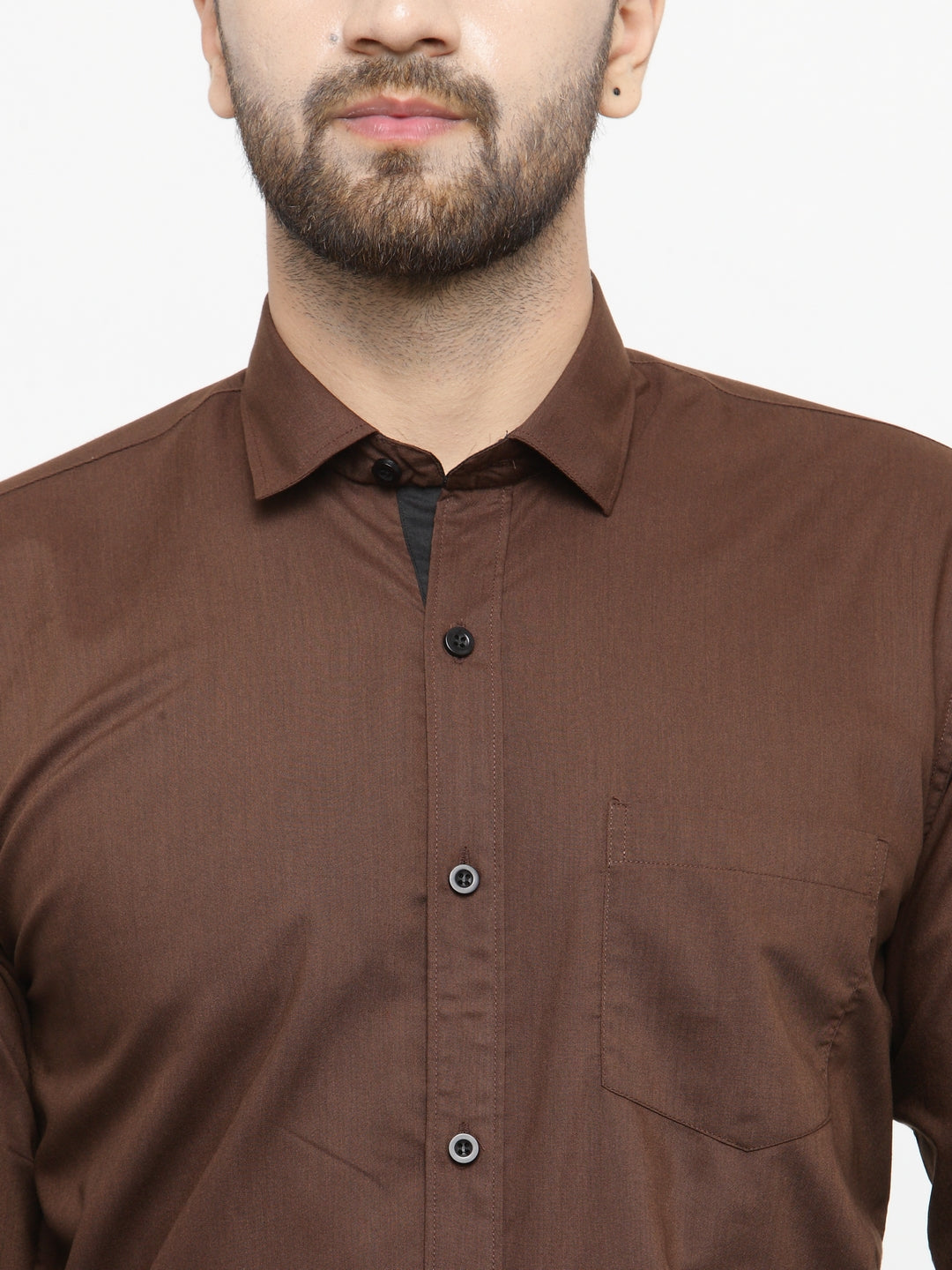 Men's Coffee Formal Shirt with black detailing ( SF 411Coffee )