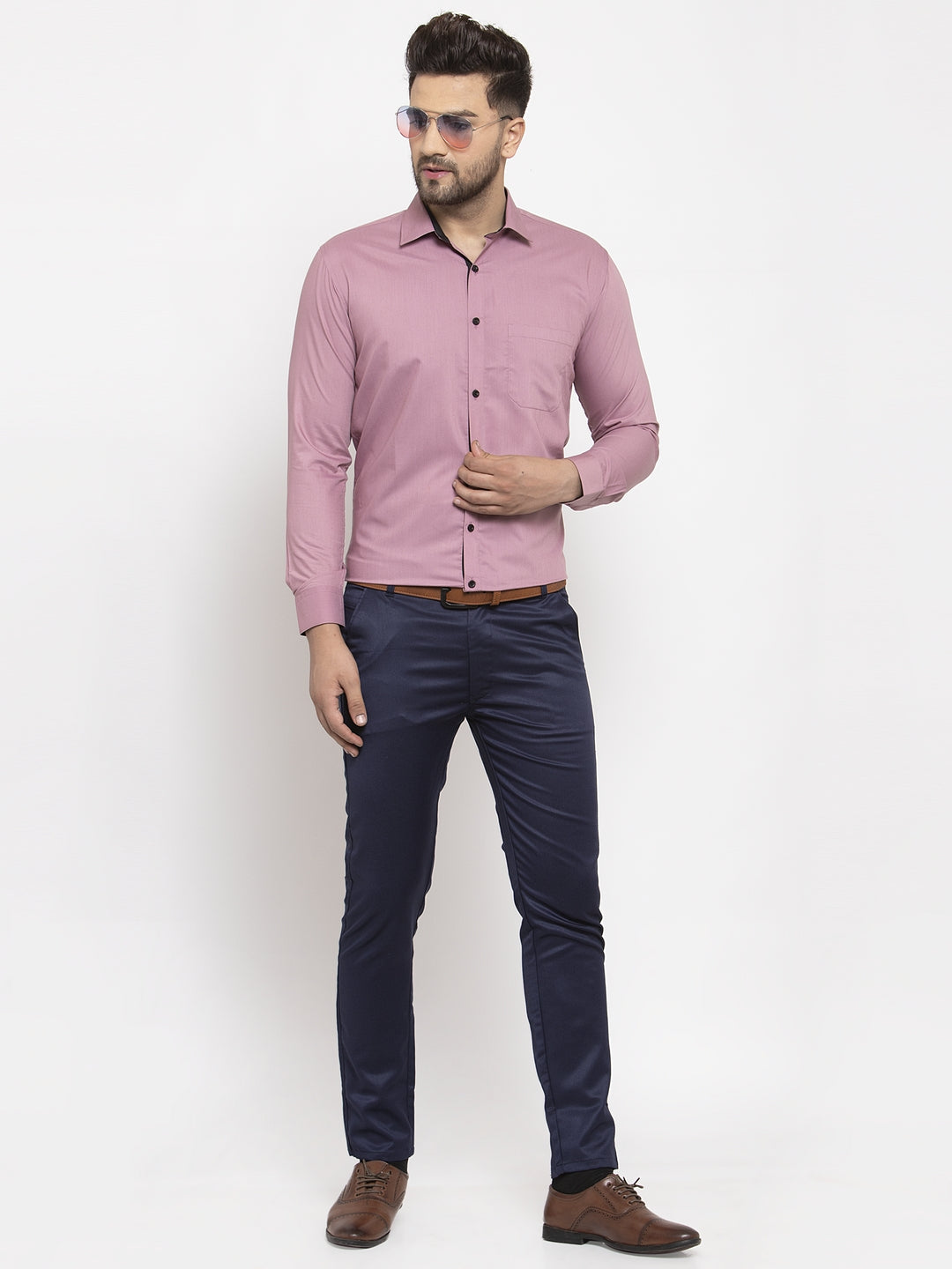 Men's Magenta Formal Shirt with black detailing ( SF 411Magenta )