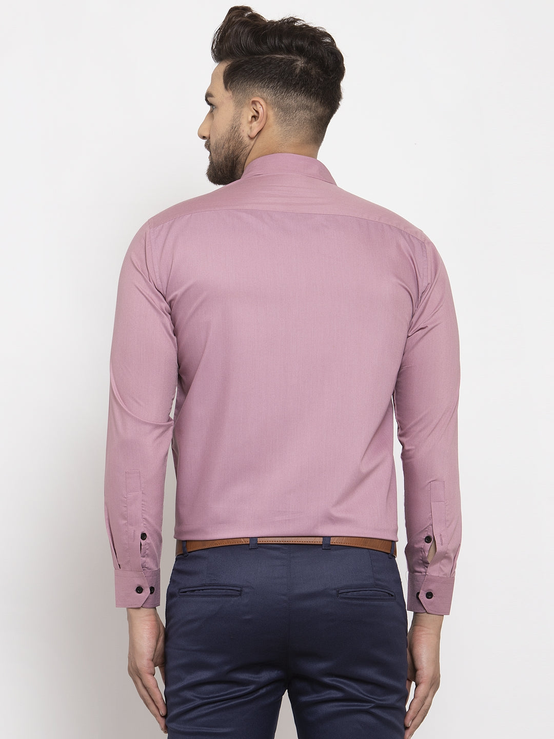 Men's Magenta Formal Shirt with black detailing ( SF 411Magenta )