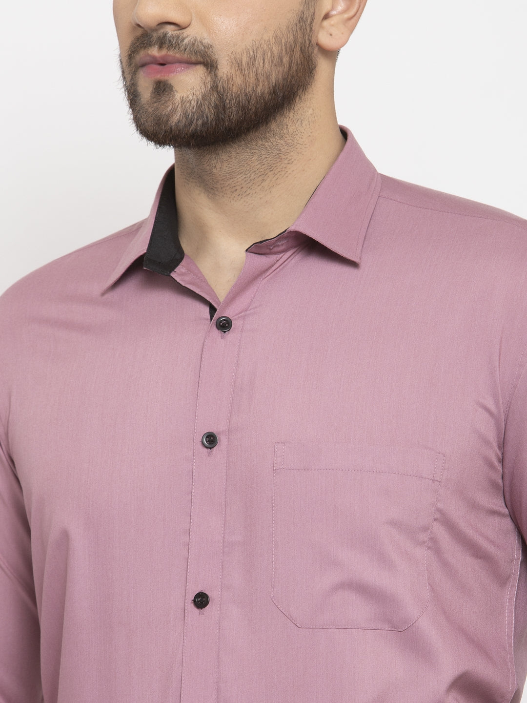 Men's Magenta Formal Shirt with black detailing ( SF 411Magenta )