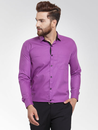 Men's Purple Formal Shirt with black detailing ( SF 411Purple )