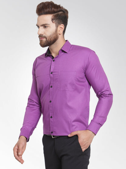 Men's Purple Formal Shirt with black detailing ( SF 411Purple )