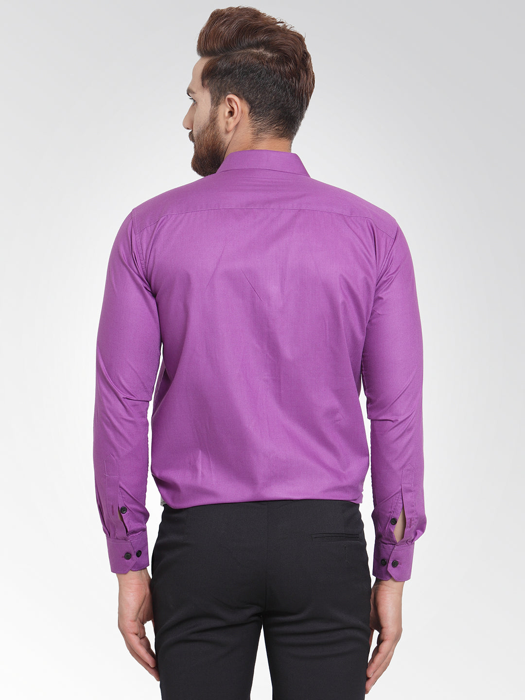 Men's Purple Formal Shirt with black detailing ( SF 411Purple )