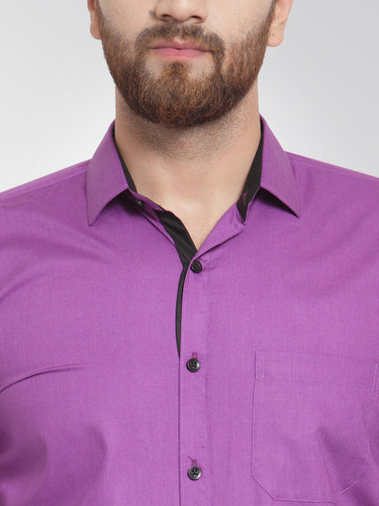 Men's Purple Formal Shirt with black detailing ( SF 411Purple )