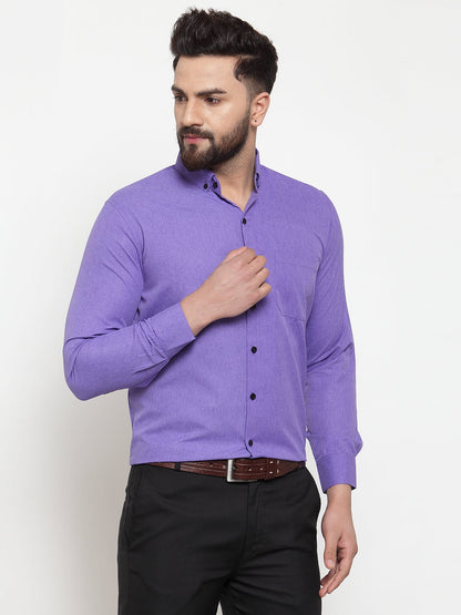 Men's Purple Cotton Solid Button Down Formal Shirts ( SF 734Voilet )