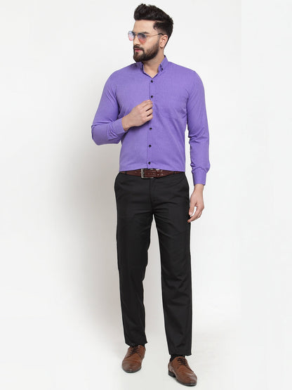 Men's Purple Cotton Solid Button Down Formal Shirts ( SF 734Voilet )