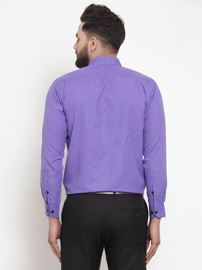 Men's Purple Cotton Solid Button Down Formal Shirts ( SF 734Voilet )